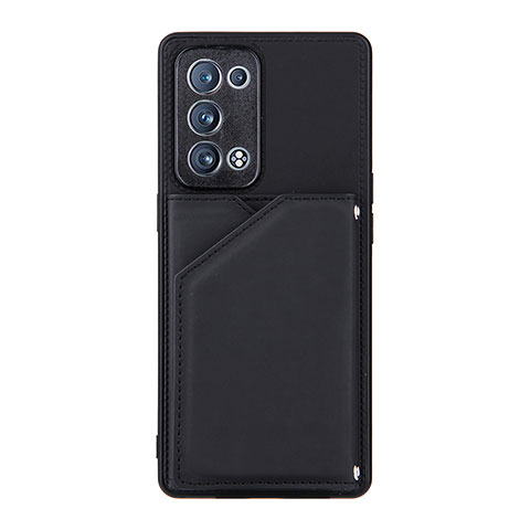 Funda Lujo Cuero Carcasa Y01B para Oppo Reno6 Pro+ Plus 5G Negro