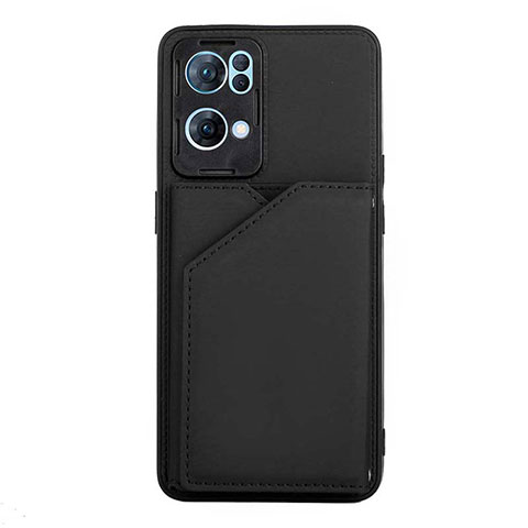 Funda Lujo Cuero Carcasa Y01B para Oppo Reno7 Pro 5G Negro