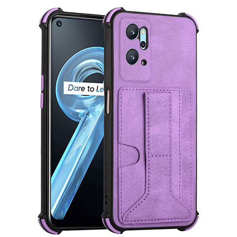 Funda Lujo Cuero Carcasa Y01B para Realme 9i 4G Morado