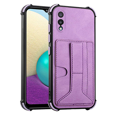 Funda Lujo Cuero Carcasa Y01B para Samsung Galaxy A02 Morado