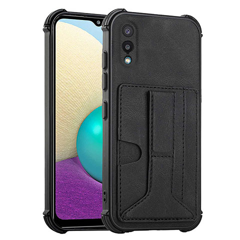 Funda Lujo Cuero Carcasa Y01B para Samsung Galaxy A02 Negro