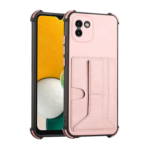 Funda Lujo Cuero Carcasa Y01B para Samsung Galaxy A03 Oro Rosa