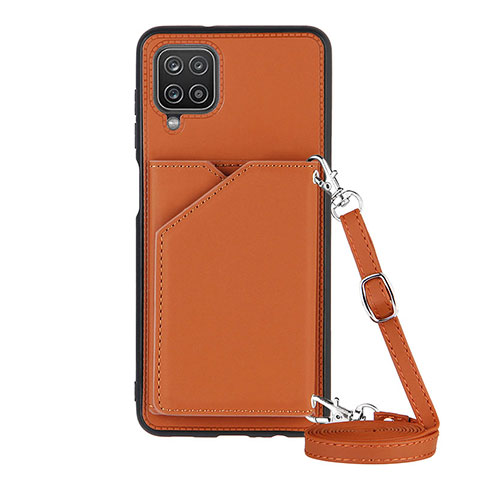 Funda Lujo Cuero Carcasa Y01B para Samsung Galaxy A12 Marron