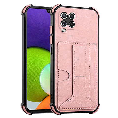 Funda Lujo Cuero Carcasa Y01B para Samsung Galaxy A22 4G Oro Rosa