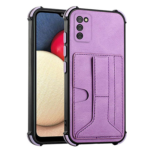 Funda Lujo Cuero Carcasa Y01B para Samsung Galaxy F02S SM-E025F Morado