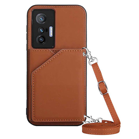 Funda Lujo Cuero Carcasa Y01B para Vivo X70 5G Marron