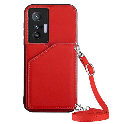 Funda Lujo Cuero Carcasa Y01B para Vivo X70 5G Rojo