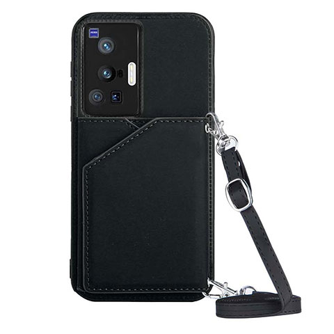 Funda Lujo Cuero Carcasa Y01B para Vivo X70 Pro 5G Negro