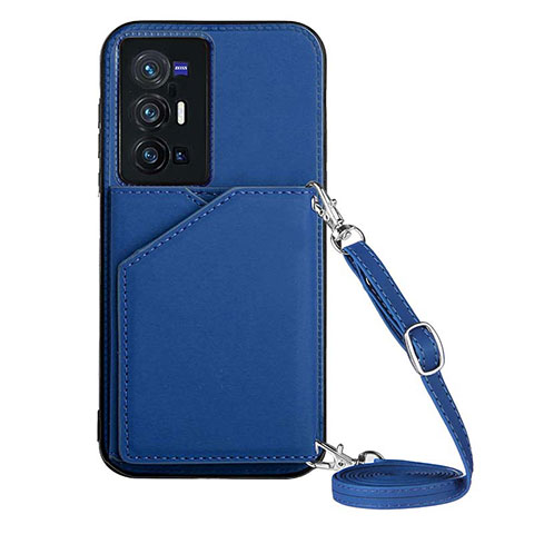 Funda Lujo Cuero Carcasa Y01B para Vivo X70 Pro+ Plus 5G Azul