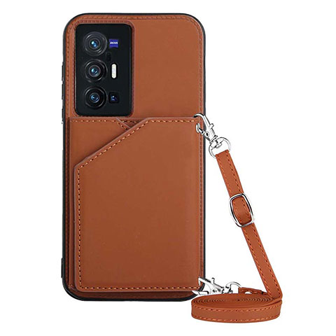 Funda Lujo Cuero Carcasa Y01B para Vivo X70 Pro+ Plus 5G Marron