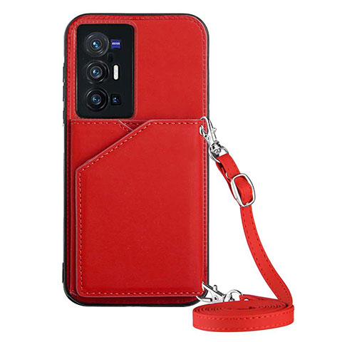 Funda Lujo Cuero Carcasa Y01B para Vivo X70 Pro+ Plus 5G Rojo