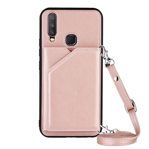 Funda Lujo Cuero Carcasa Y01B para Vivo Y11 Oro Rosa