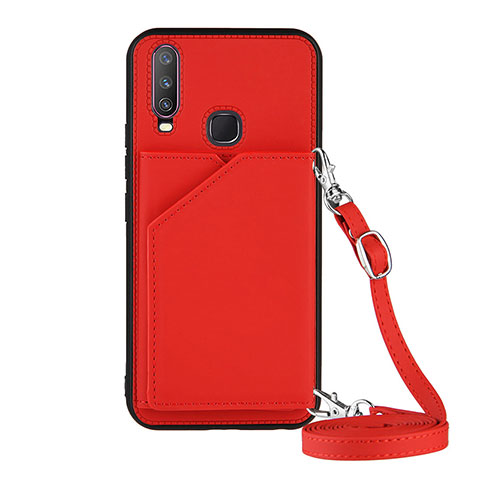 Funda Lujo Cuero Carcasa Y01B para Vivo Y12 Rojo