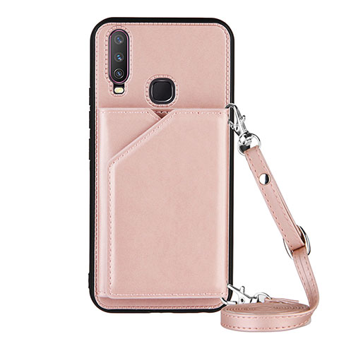 Funda Lujo Cuero Carcasa Y01B para Vivo Y3s Oro Rosa