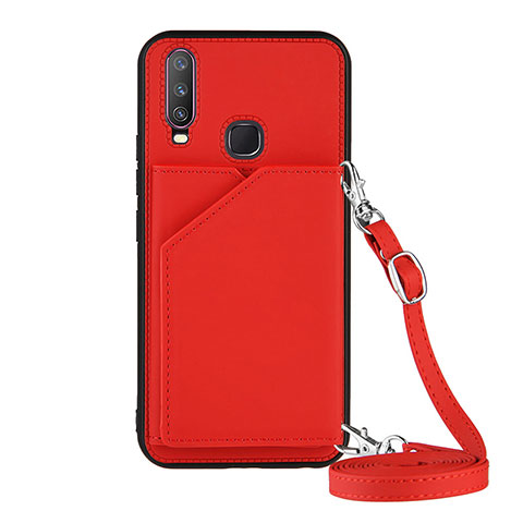 Funda Lujo Cuero Carcasa Y01B para Vivo Y3s Rojo