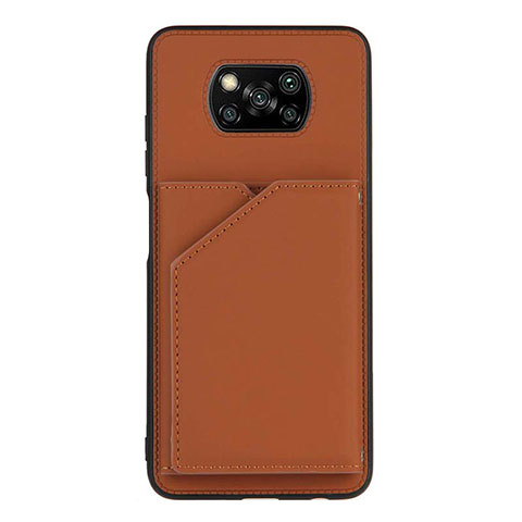 Funda Lujo Cuero Carcasa Y01B para Xiaomi Poco X3 NFC Marron