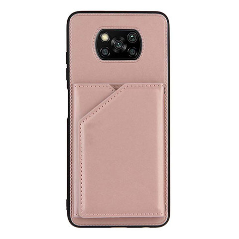 Funda Lujo Cuero Carcasa Y01B para Xiaomi Poco X3 NFC Oro Rosa