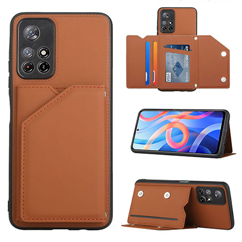 Funda Lujo Cuero Carcasa Y01B para Xiaomi Redmi Note 11S 5G Marron