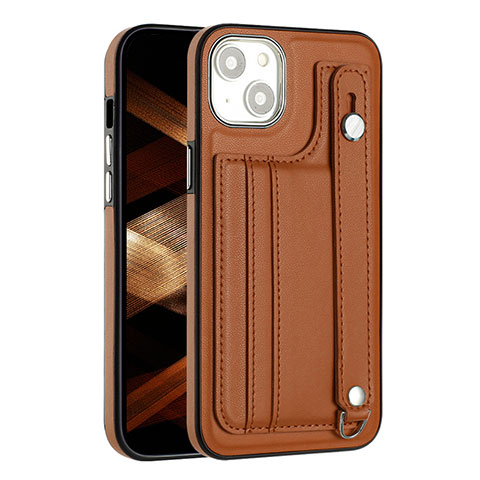 Funda Lujo Cuero Carcasa Y02B para Apple iPhone 13 Marron