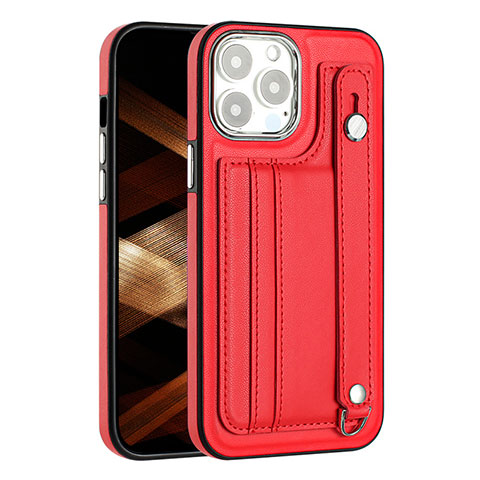 Funda Lujo Cuero Carcasa Y02B para Apple iPhone 13 Pro Rojo