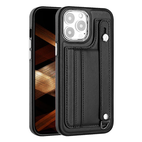 Funda Lujo Cuero Carcasa Y02B para Apple iPhone 15 Pro Max Negro