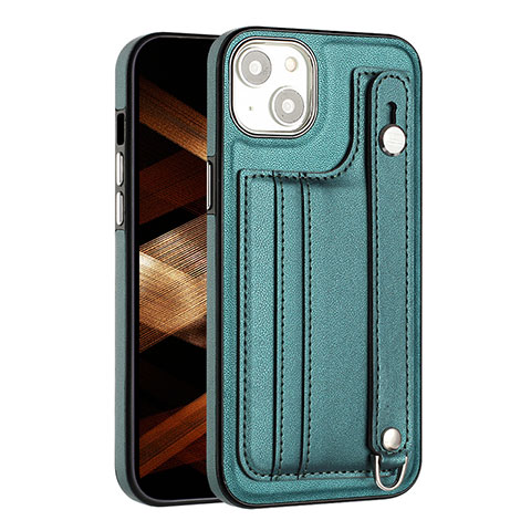 Funda Lujo Cuero Carcasa Y02B para Apple iPhone 15 Verde