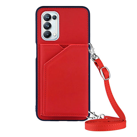 Funda Lujo Cuero Carcasa Y02B para Oppo A54 5G Rojo