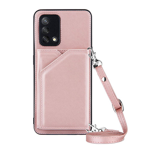 Funda Lujo Cuero Carcasa Y02B para Oppo A74 4G Oro Rosa