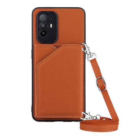 Funda Lujo Cuero Carcasa Y02B para Oppo A94 5G Marron