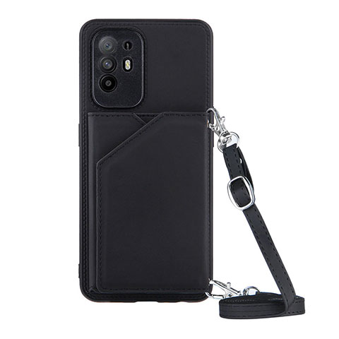 Funda Lujo Cuero Carcasa Y02B para Oppo A95 5G Negro