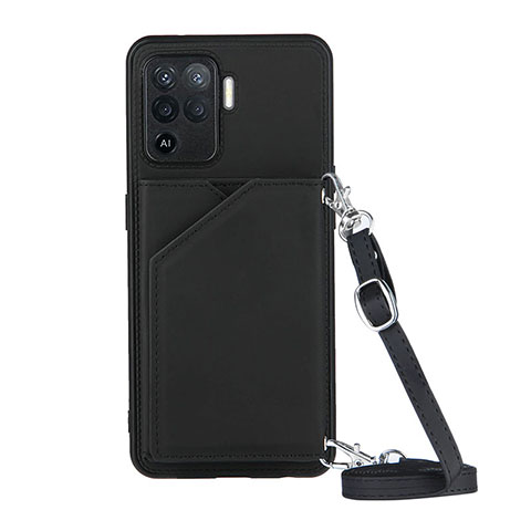 Funda Lujo Cuero Carcasa Y02B para Oppo Reno5 F Negro