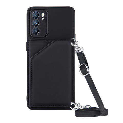 Funda Lujo Cuero Carcasa Y02B para Oppo Reno6 5G Negro