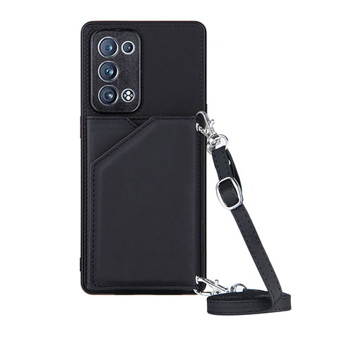 Funda Lujo Cuero Carcasa Y02B para Oppo Reno6 Pro+ Plus 5G Negro