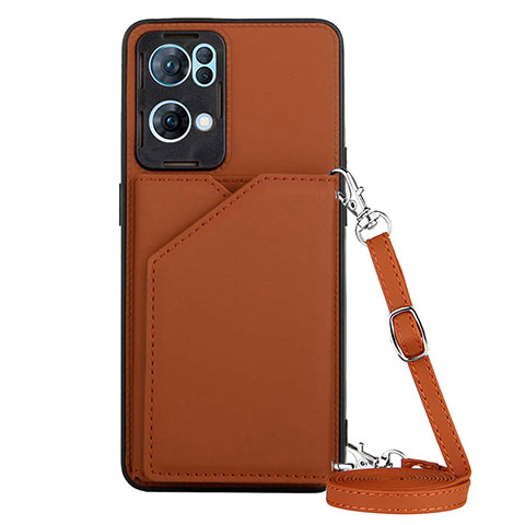 Funda Lujo Cuero Carcasa Y02B para Oppo Reno7 Pro 5G Marron