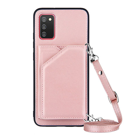 Funda Lujo Cuero Carcasa Y02B para Samsung Galaxy A02s Oro Rosa