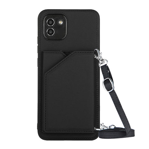 Funda Lujo Cuero Carcasa Y02B para Samsung Galaxy A03 Negro