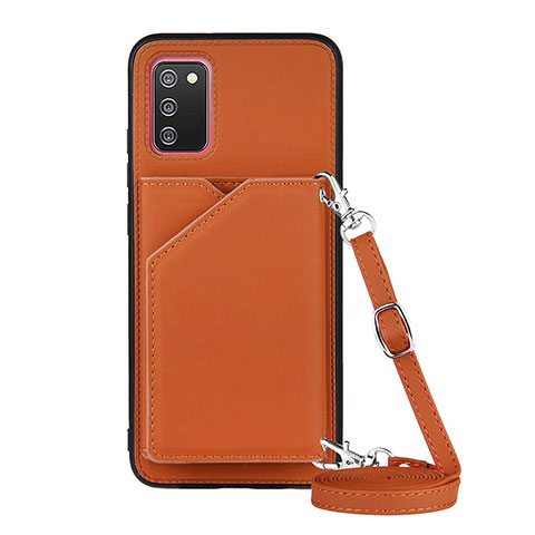 Funda Lujo Cuero Carcasa Y02B para Samsung Galaxy A03s Marron