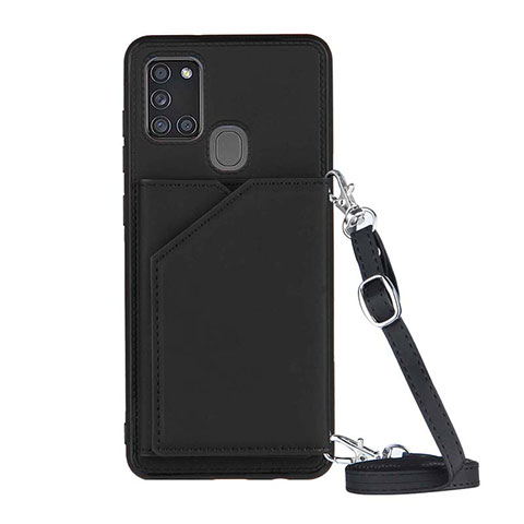 Funda Lujo Cuero Carcasa Y02B para Samsung Galaxy A21s Negro