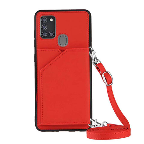 Funda Lujo Cuero Carcasa Y02B para Samsung Galaxy A21s Rojo