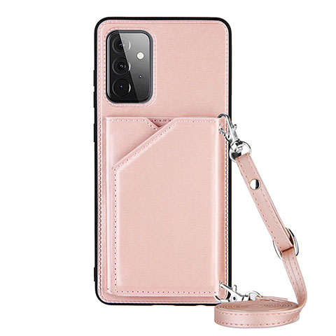 Funda Lujo Cuero Carcasa Y02B para Samsung Galaxy A72 4G Oro Rosa