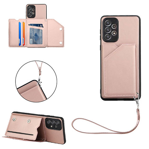 Funda Lujo Cuero Carcasa Y02B para Samsung Galaxy A73 5G Oro Rosa