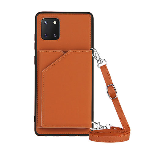 Funda Lujo Cuero Carcasa Y02B para Samsung Galaxy A81 Marron