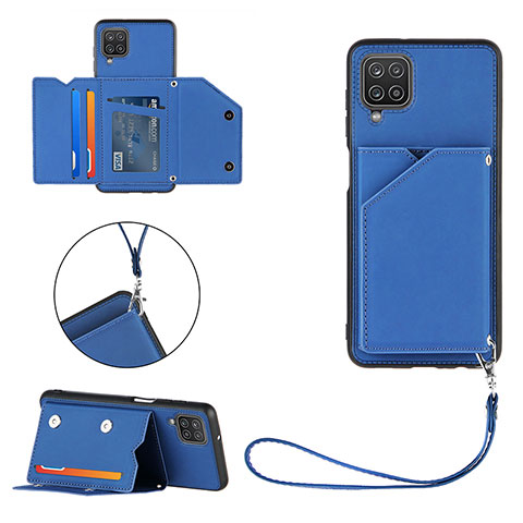 Funda Lujo Cuero Carcasa Y02B para Samsung Galaxy F12 Azul