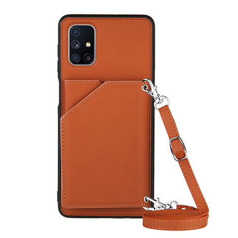 Funda Lujo Cuero Carcasa Y02B para Samsung Galaxy M51 Marron