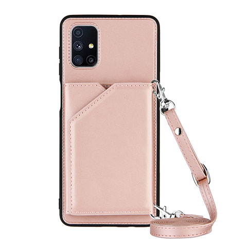 Funda Lujo Cuero Carcasa Y02B para Samsung Galaxy M51 Oro Rosa