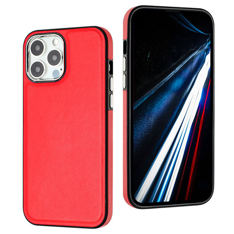 Funda Lujo Cuero Carcasa Y03B para Apple iPhone 13 Pro Max Rojo