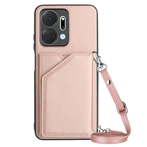 Funda Lujo Cuero Carcasa Y03B para Huawei Honor X7a Oro Rosa