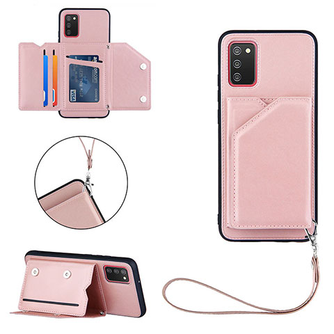 Funda Lujo Cuero Carcasa Y03B para Samsung Galaxy A02s Oro Rosa