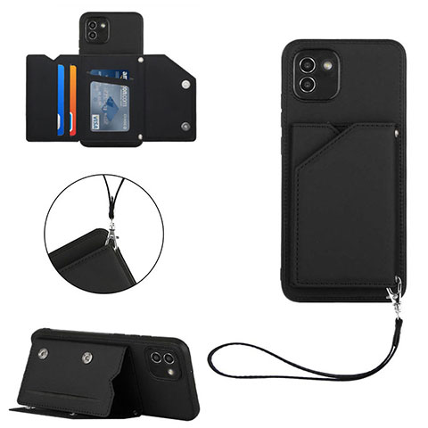 Funda Lujo Cuero Carcasa Y03B para Samsung Galaxy A03 Negro