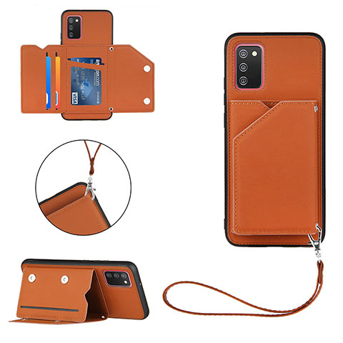 Funda Lujo Cuero Carcasa Y03B para Samsung Galaxy A03s Marron